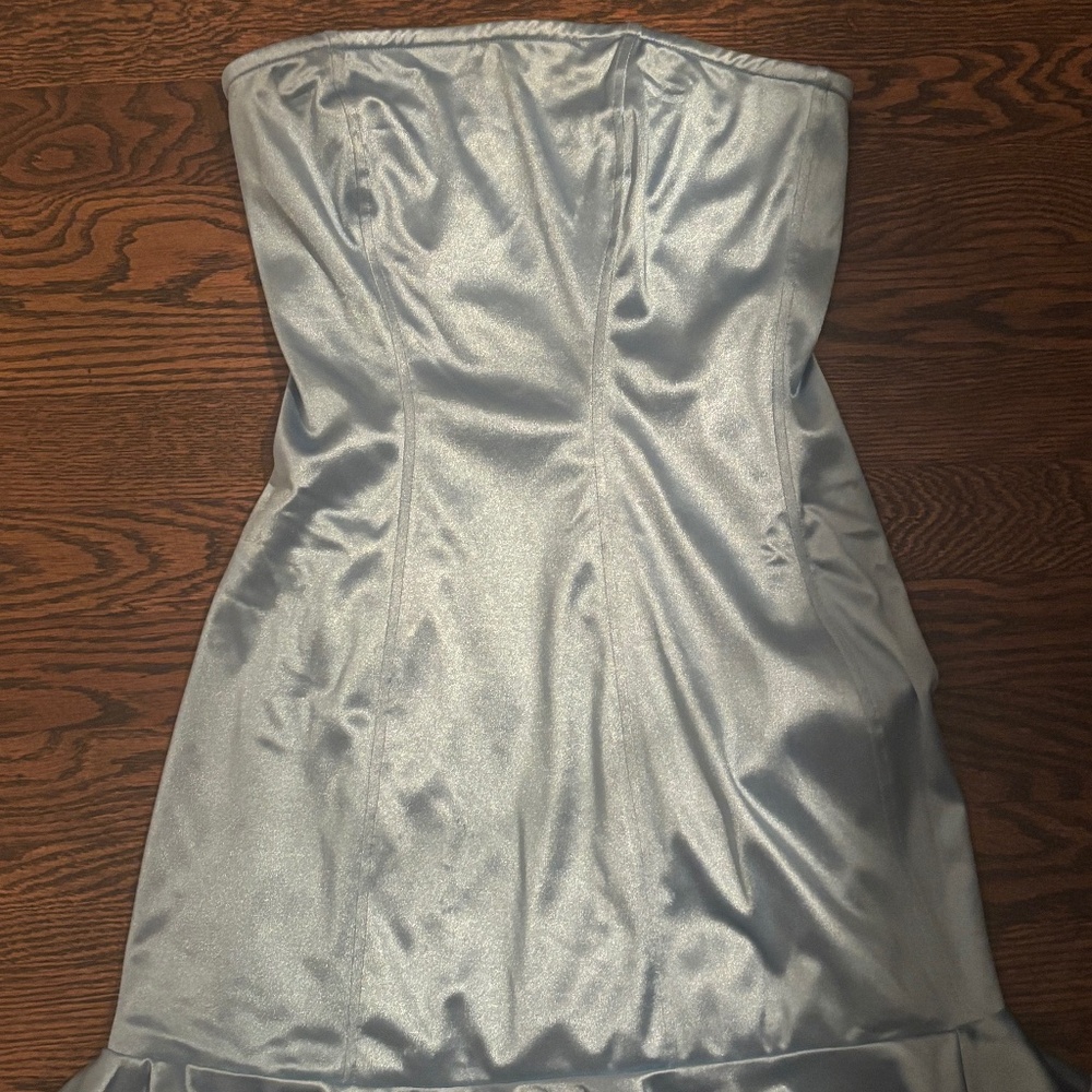 Satin baby blue mini dress